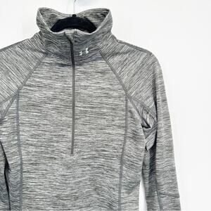 Under Armour Heathered Gray Mock Neck Long Sleeve Active Top